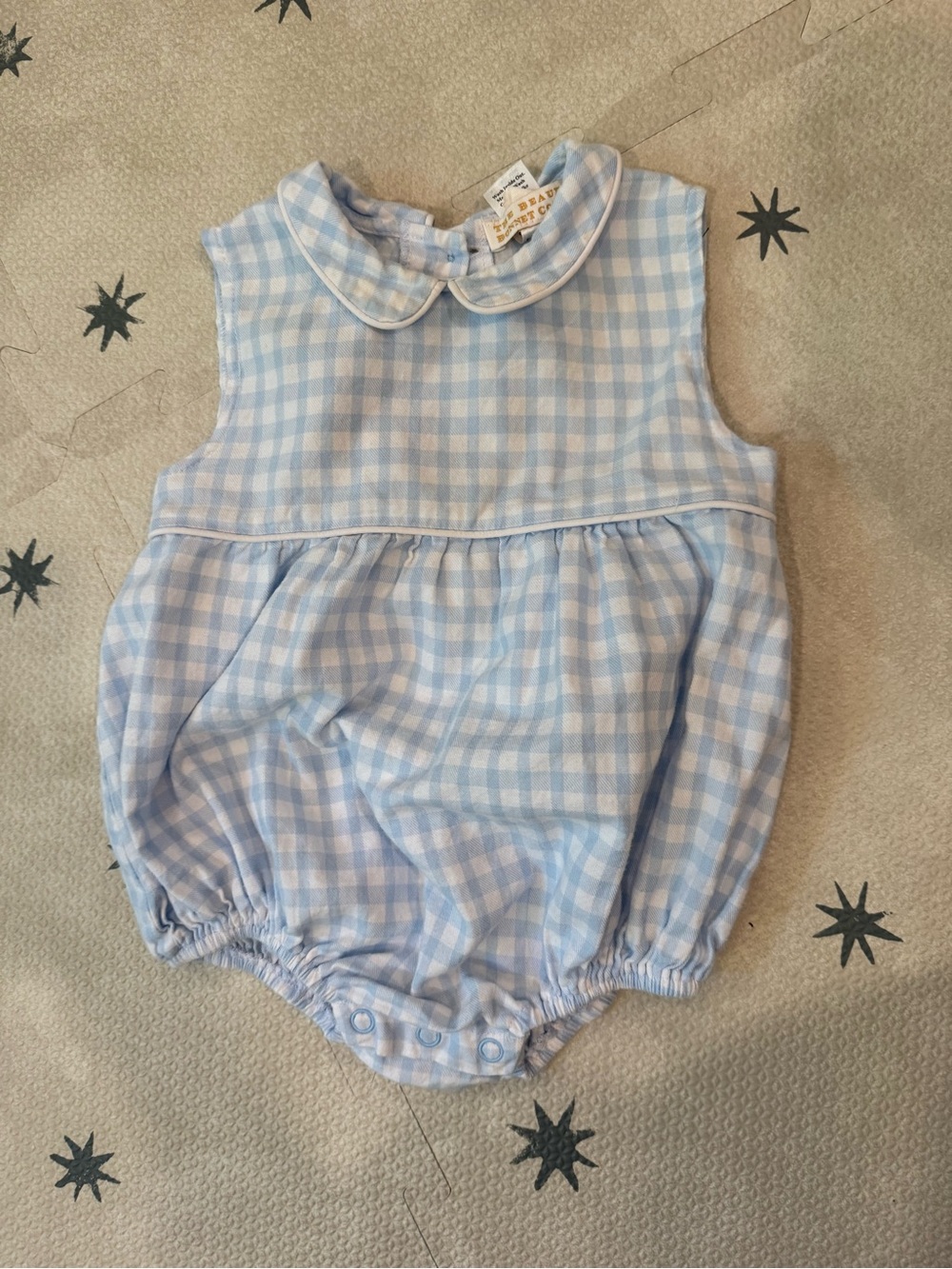 TBBC Blue and White Gingham Bubble 6/12 Month